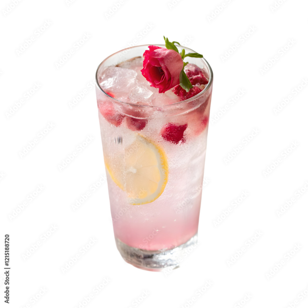 lemonade with roses syrup on transparent background lemonade with roses syrup on transparent background