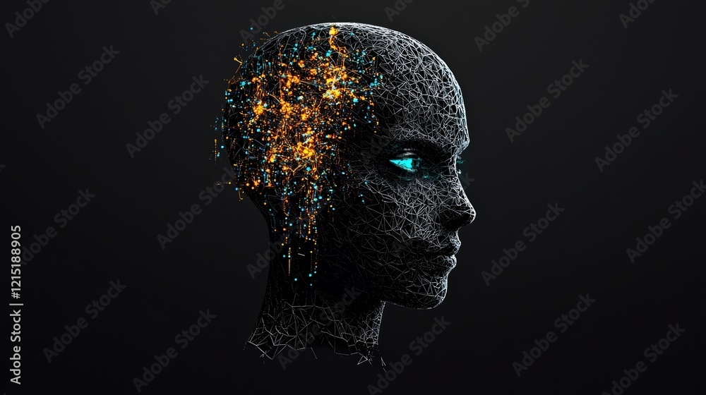 Tech brain visualization against a black background showcasing neural connections and glowing patterns Tech brain visualization against a black background showcasing neural connections and glowing patterns