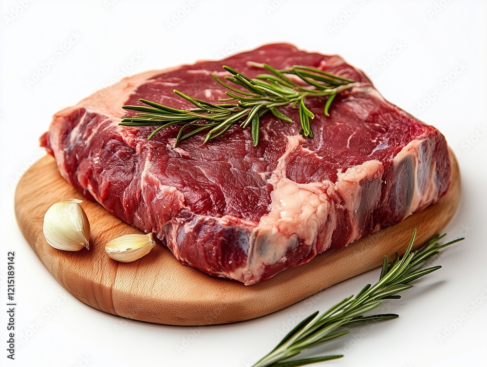 A variety of fresh raw meats including beef, pork, and chicken displayed on a wooden cutting board, garnished with herbs and peppercorns. A variety of fresh raw meats including beef, pork, and chicken displayed on a wooden cutting board, garnished with herbs and peppercorns.