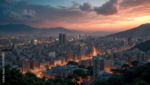 Dusk in Mexico City Panoramic photo