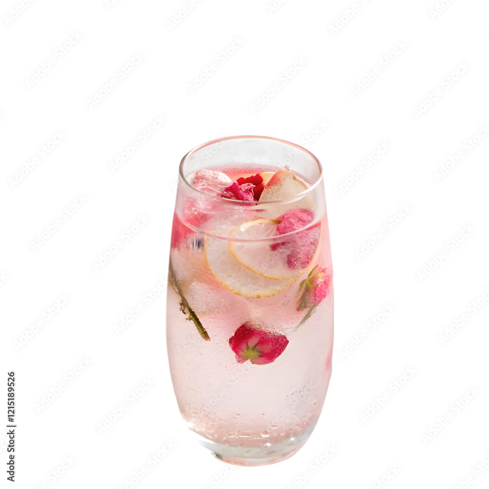 lemonade with roses syrup on transparent background lemonade with roses syrup on transparent background