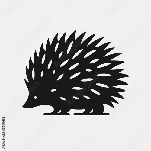 Hedgehog silhouette in black on a white background