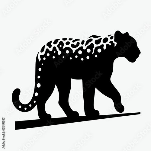 Jaguar silhouette in black on a white background