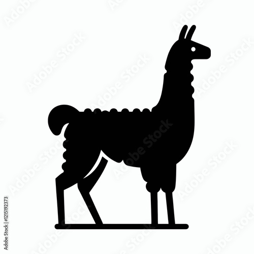 Llama silhouette in black on a white background