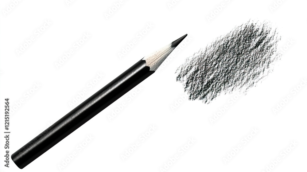 Fototapeta premium Black Pencil and Graphite Smudge on White Background