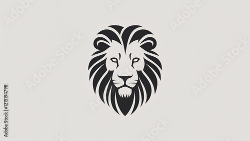 Stylized black lion head, wildlife animal vector illustration. photo