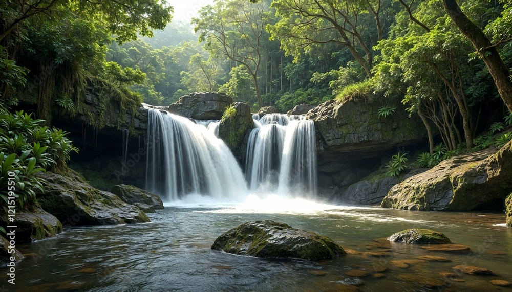 El Yunque Waterfall in Photorealistic Style El Yunque Waterfall in Photorealistic Style