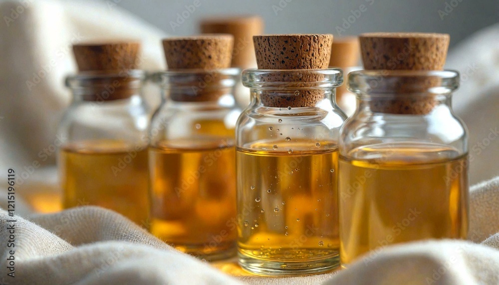 Close-Up Essential Oils in Glass Vessels Close-Up Essential Oils in Glass Vessels