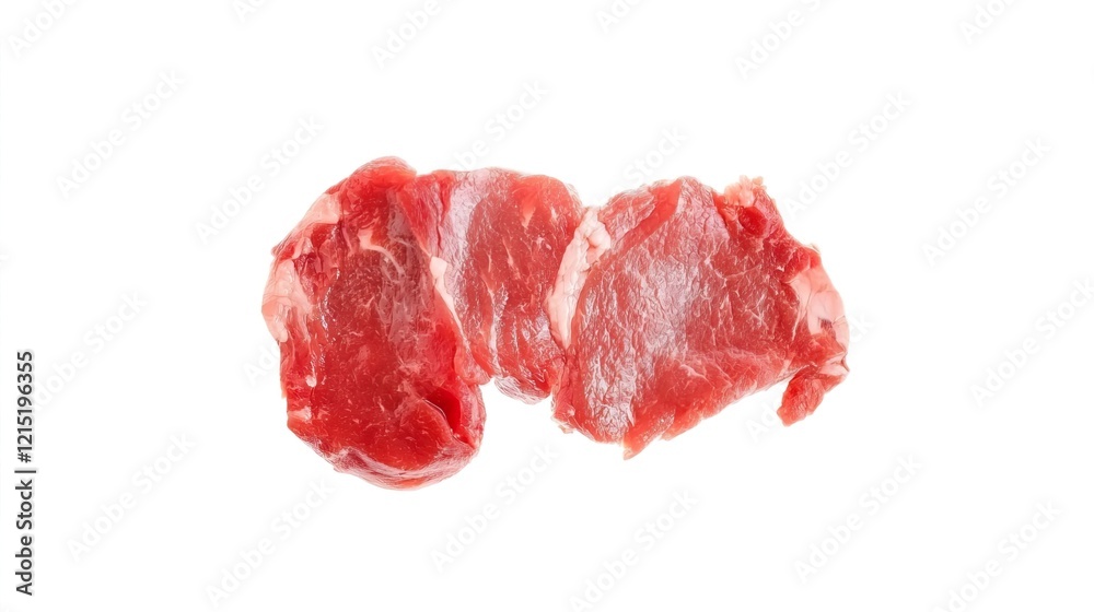 Fresh Raw Meat Cuts on White Background for Culinary Use