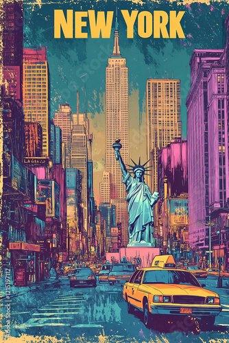 Travel poster of New York. Wall hanging art of New York. 