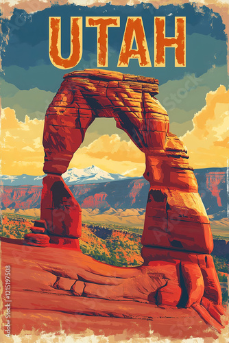 Travel poster of Utah. Wall hanging art of Utah.