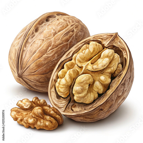 Single walnut icon isolated on a white background.Vector illustration.