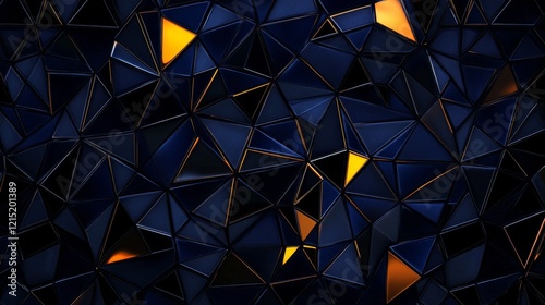 Dark Geometric Shapes Abstract Background Design - Abstract background with dark blue and gold geometric shapes. Symbolizes technology, modernity, luxury, energy, and mystery. photo