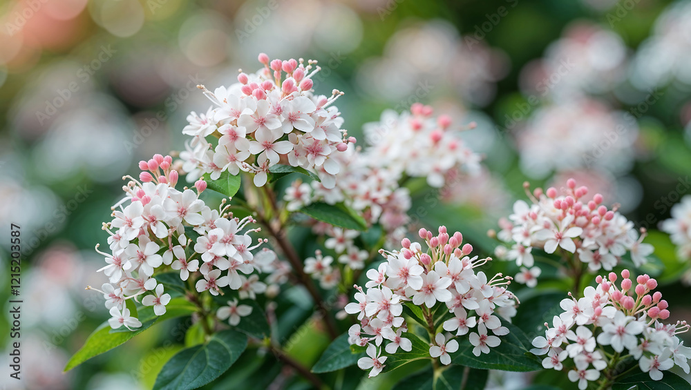 Obraz premium Spirea flowers, highlighting their delicate clusters of tiny blooms