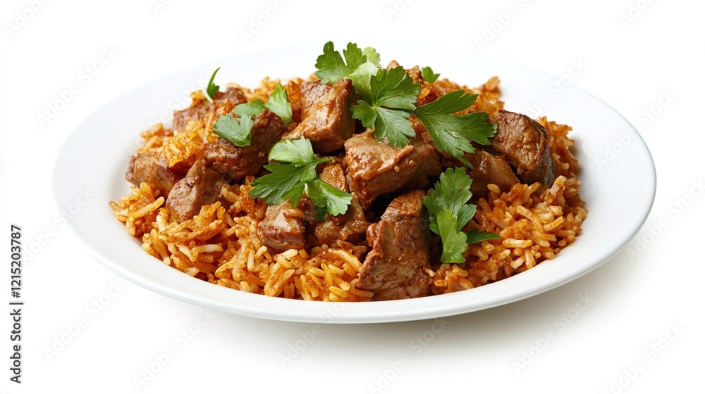 Savory Beef Stew with Rice and Fresh Cilantro Garnish Savory Beef Stew with Rice and Fresh Cilantro Garnish