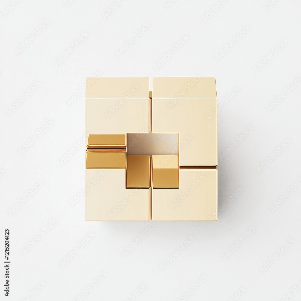 Obraz premium Abstract Gold Cube Puzzle