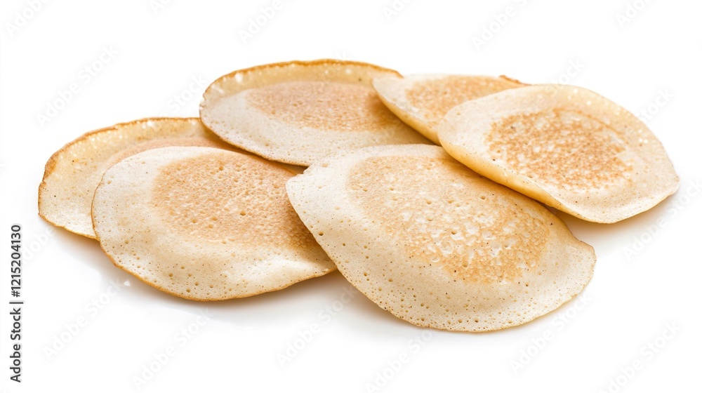 Savory Golden Pancakes Stacked on a White Background Savory Golden Pancakes Stacked on a White Background