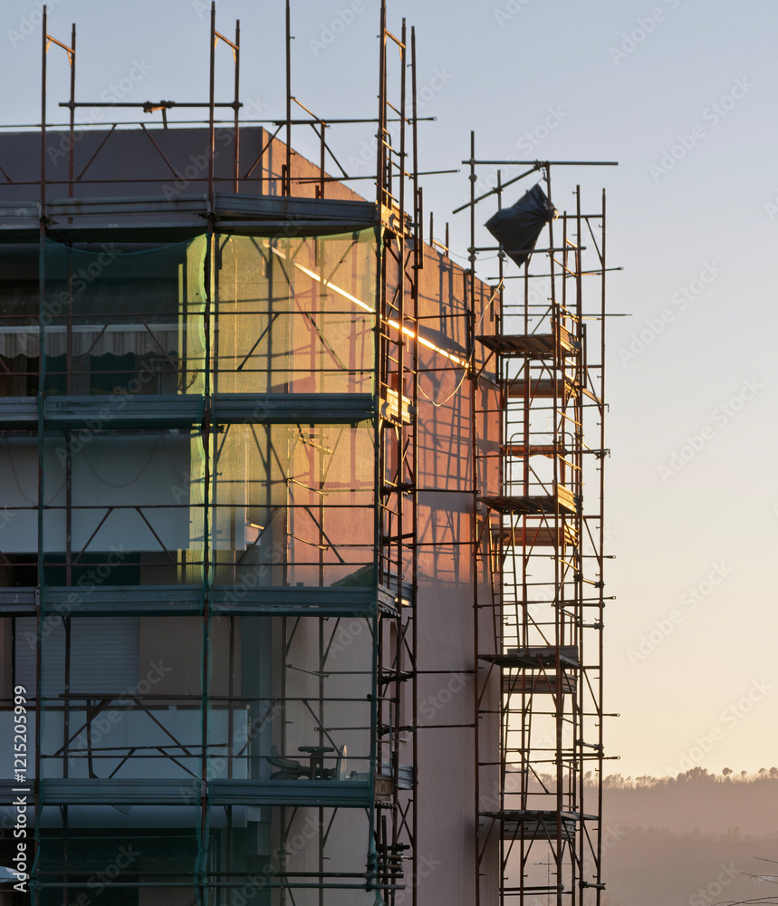 Fototapeta premium Green scaffolding in the town of salerno