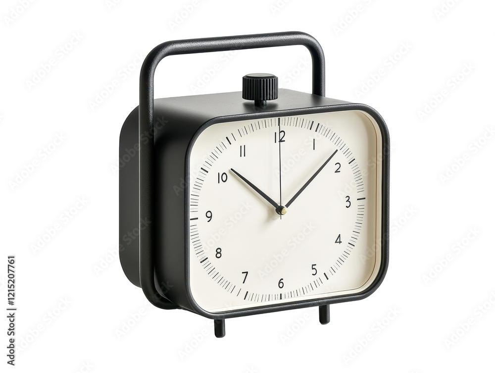Isolated Modern Black Alarm Clock Isolated Modern Black Alarm Clock