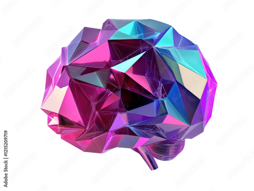 Isolated Abstract Polygonal Brain Isolated Abstract Polygonal Brain