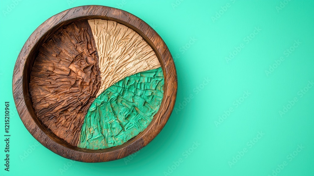 Fototapeta premium Unique Handcrafted Wooden Bowl with Colorful Textured Segments