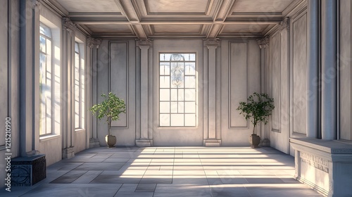 Bright creative workspace featuring a drafting desk with architectural plans image