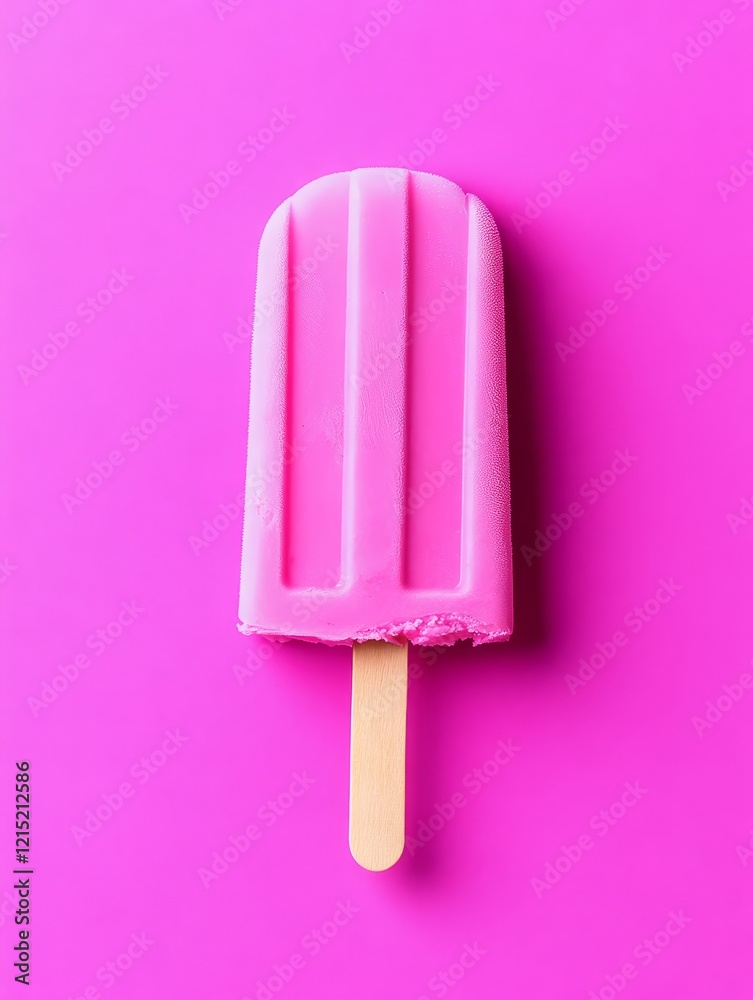 Pink Popsicle on Pink Background - A single pink popsicle on a vibrant pink background. Perfect for summer themes, food blogs, and refreshing visuals. Pink Popsicle on Pink Background - A single pink popsicle on a vibrant pink background. Perfect for summer themes, food blogs, and refreshing visuals.