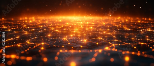 Glowing orange network, abstract background.
