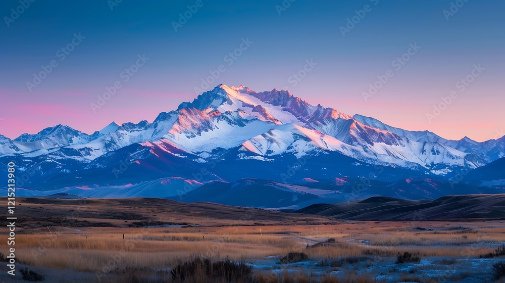 A serene mountain landscape at sunrise, with soft pastel colors blending into a clear blue sky, perfect for a calming desktop background A serene mountain landscape at sunrise, with soft pastel colors blending into a clear blue sky, perfect for a calming desktop background