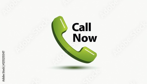 Green phone icon with 'Call Now' text in clean sans-serif font on plain white background