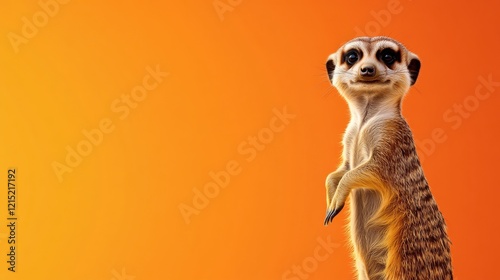 Wallpaper Mural Meerkat standing alert against vibrant orange background reflecting wildlife concept Torontodigital.ca
