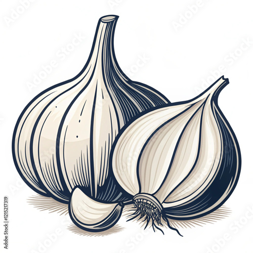 Garlic icon isolated on a white background.Vector illustration.