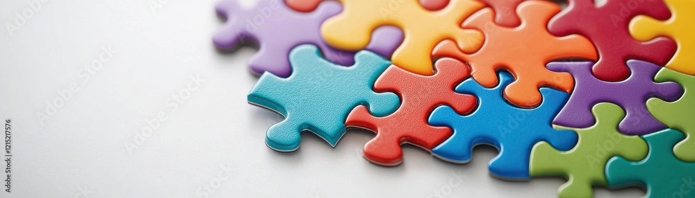 Colorful jigsaw puzzle pieces scattered on a light background, showcasing creativity and fun in problem-solving. Colorful jigsaw puzzle pieces scattered on a light background, showcasing creativity and fun in problem-solving.