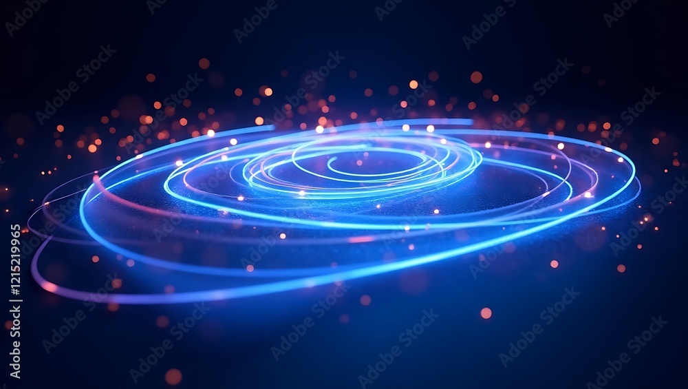 Fototapeta premium Abstract 3d blue background with glowing lines. Generative Ai.