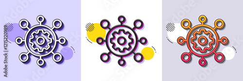 Framework line icon. Halftone dotted pattern. Gradient icon with grain shadow. Service maintenance sign. Execute development symbol. Line framework icon. Various designs. Vector