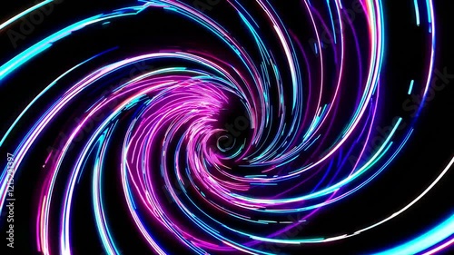 Abstract Digital Spiral Art, Vibrant Colorful Spiral with Dots, Black Background, Decorative or Meditative Use