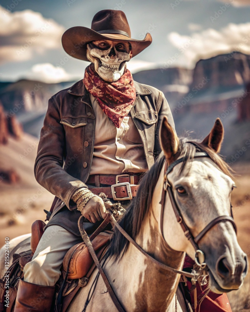 Grim Rider – Skull Cowboy on a Wild West Horse
Grim Rider – Skull Cowboy on a Wild West Horse