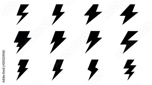  Black Lightning Bolt silhouette Icons