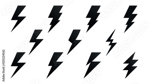  Black Lightning Bolt silhouette Icons