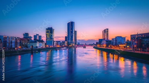 Wallpaper Mural City Skyline at Dusk River Reflection Buildings Torontodigital.ca