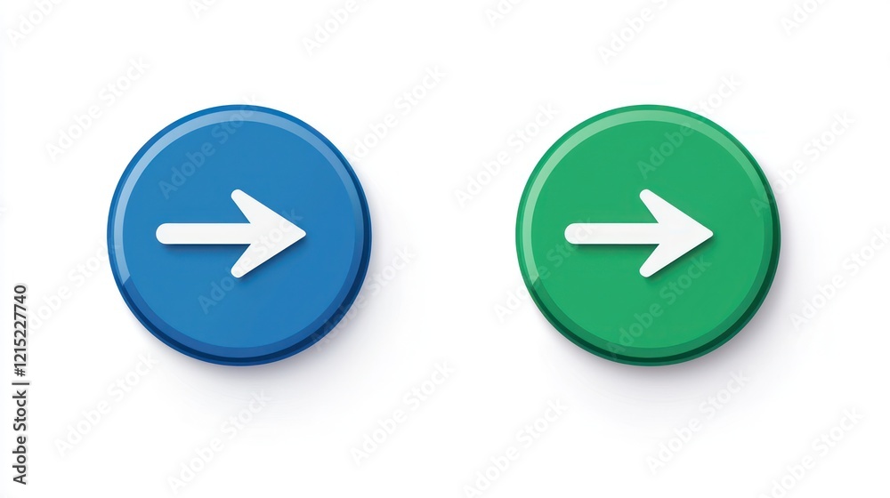 Simple two-button vector design, arrows in red, green, and blue. Simple two-button vector design, arrows in red, green, and blue.