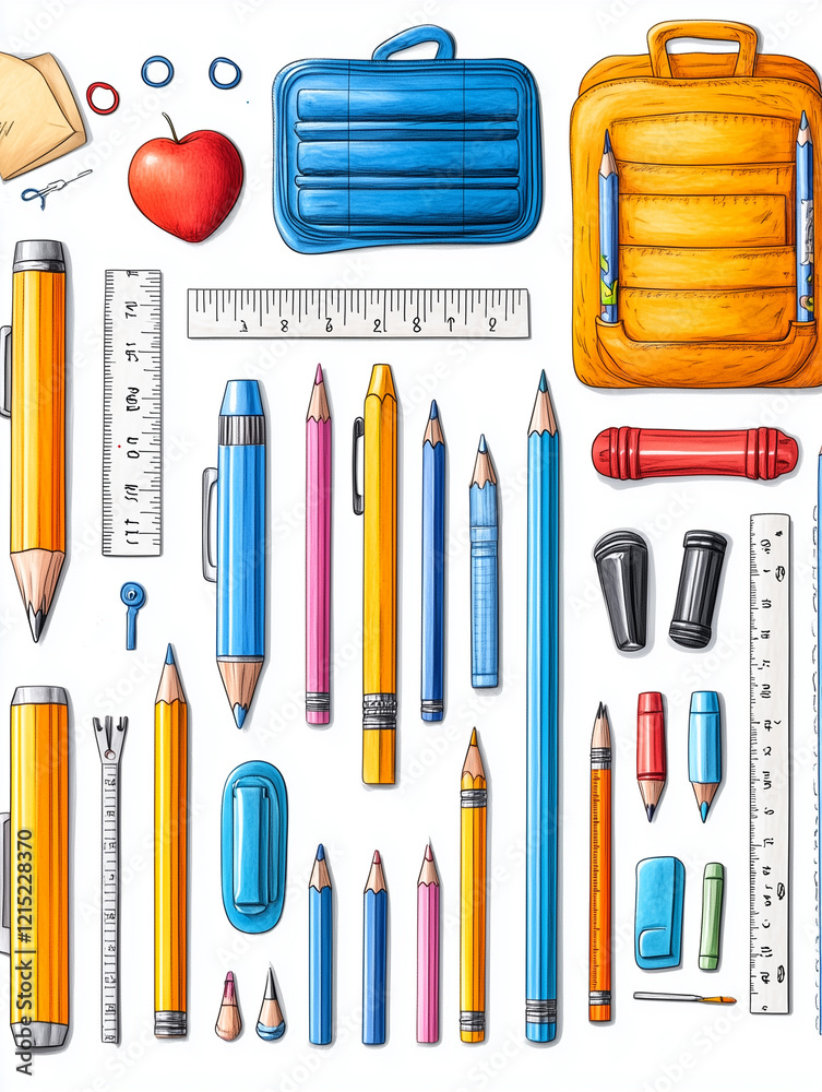 pens, pencils, ruler, eraser pens, pencils, ruler, eraser