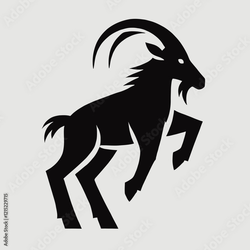 Mountain Goat silhouette in black on a white background