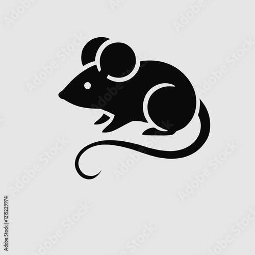 Mouse silhouette in black on a white background