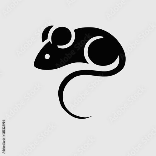 Mouse silhouette in black on a white background