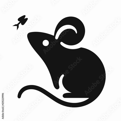 Mouse silhouette in black on a white background