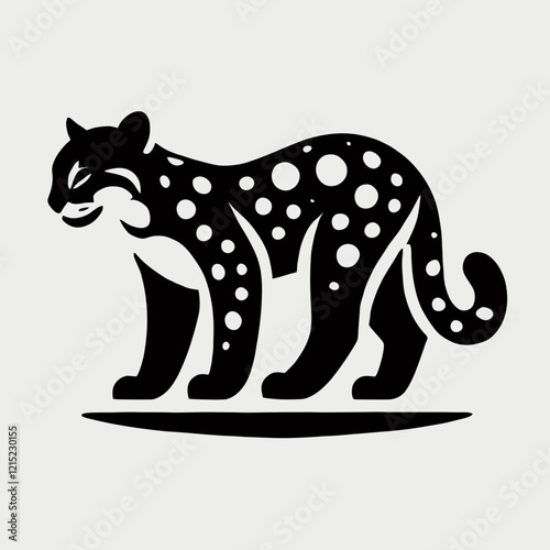 Ocelot silhouette in black on a white background