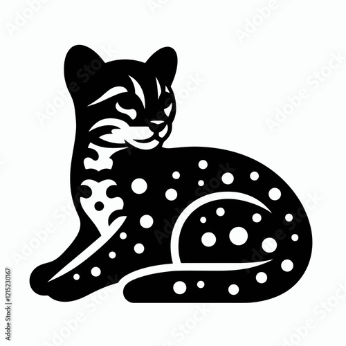 Ocelot silhouette in black on a white background