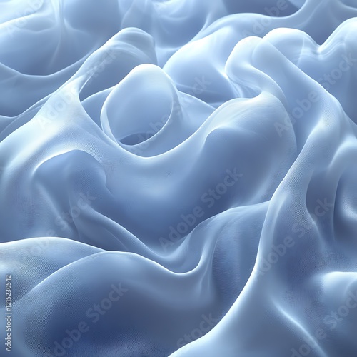 Light blue translucent fabric with flowing, wavy texture.