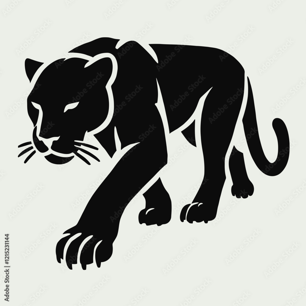 Obraz premium Panther silhouette in black on a white background